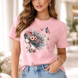 Floral Graphic Pink Women's Tee
